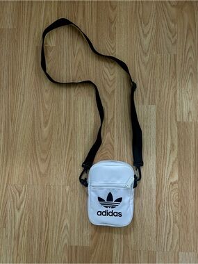 adidas White and Black Trefoil Mini Crossbody Bag